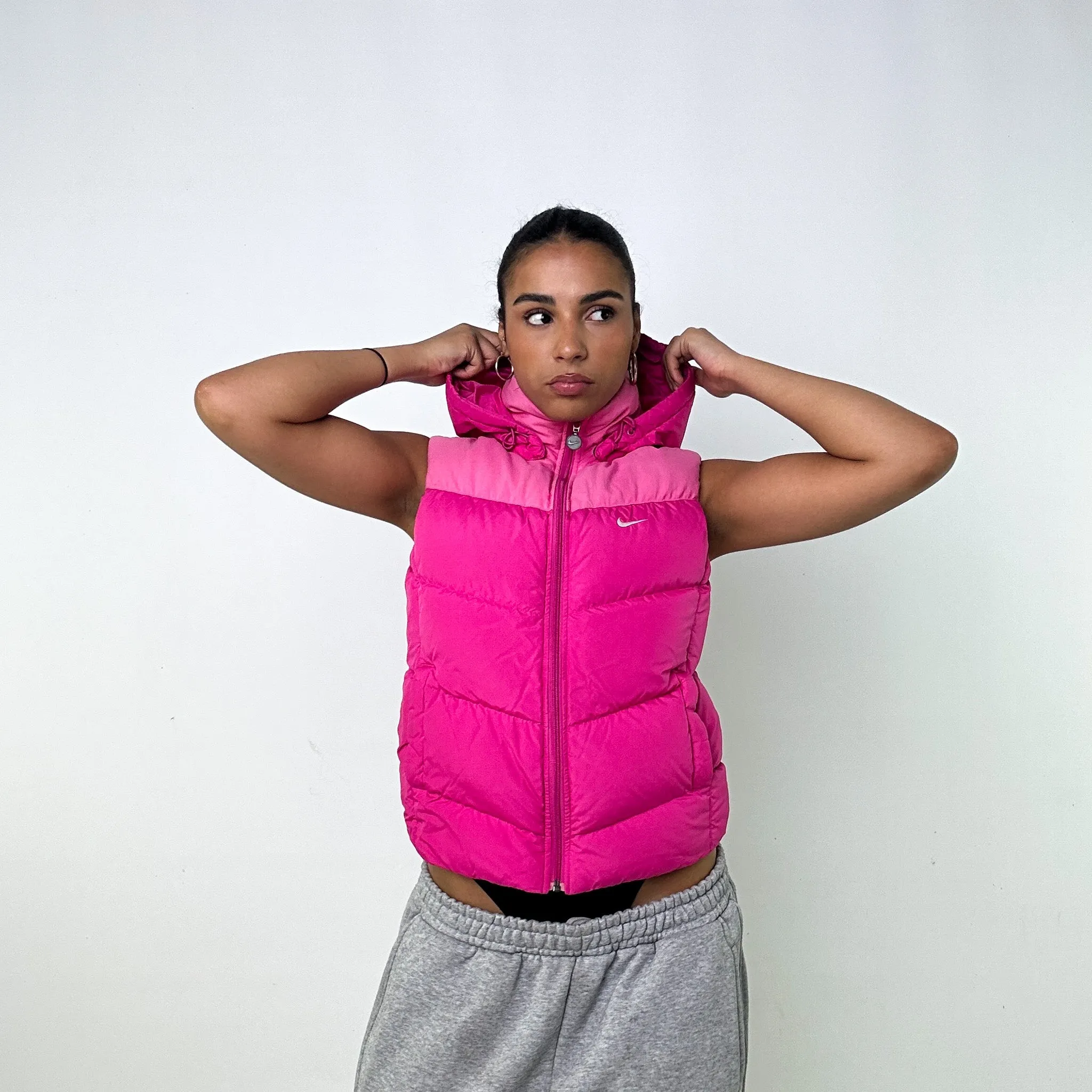 Pink y2ks NIKE Puffer Jacket Coat Gilet (S)