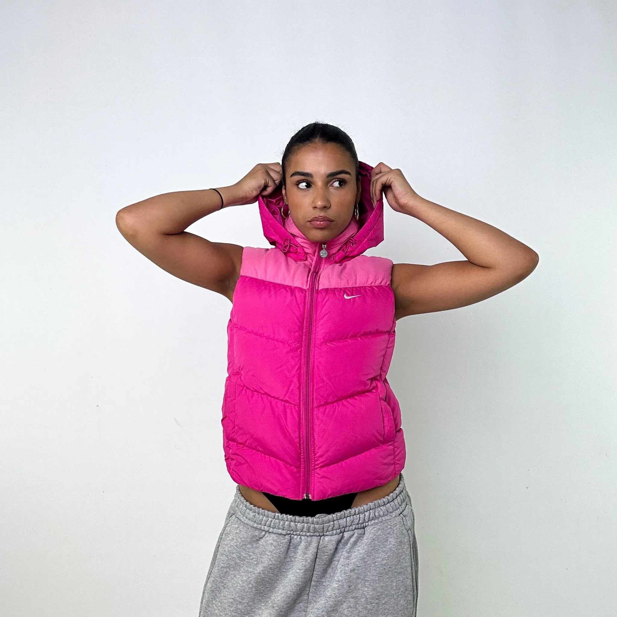 Pink y2ks NIKE Puffer Jacket Coat Gilet (S)