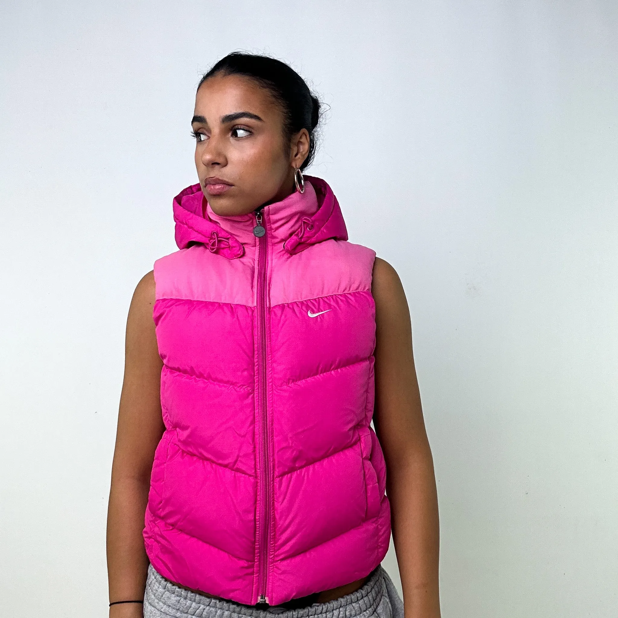 Pink y2ks NIKE Puffer Jacket Coat Gilet (S)