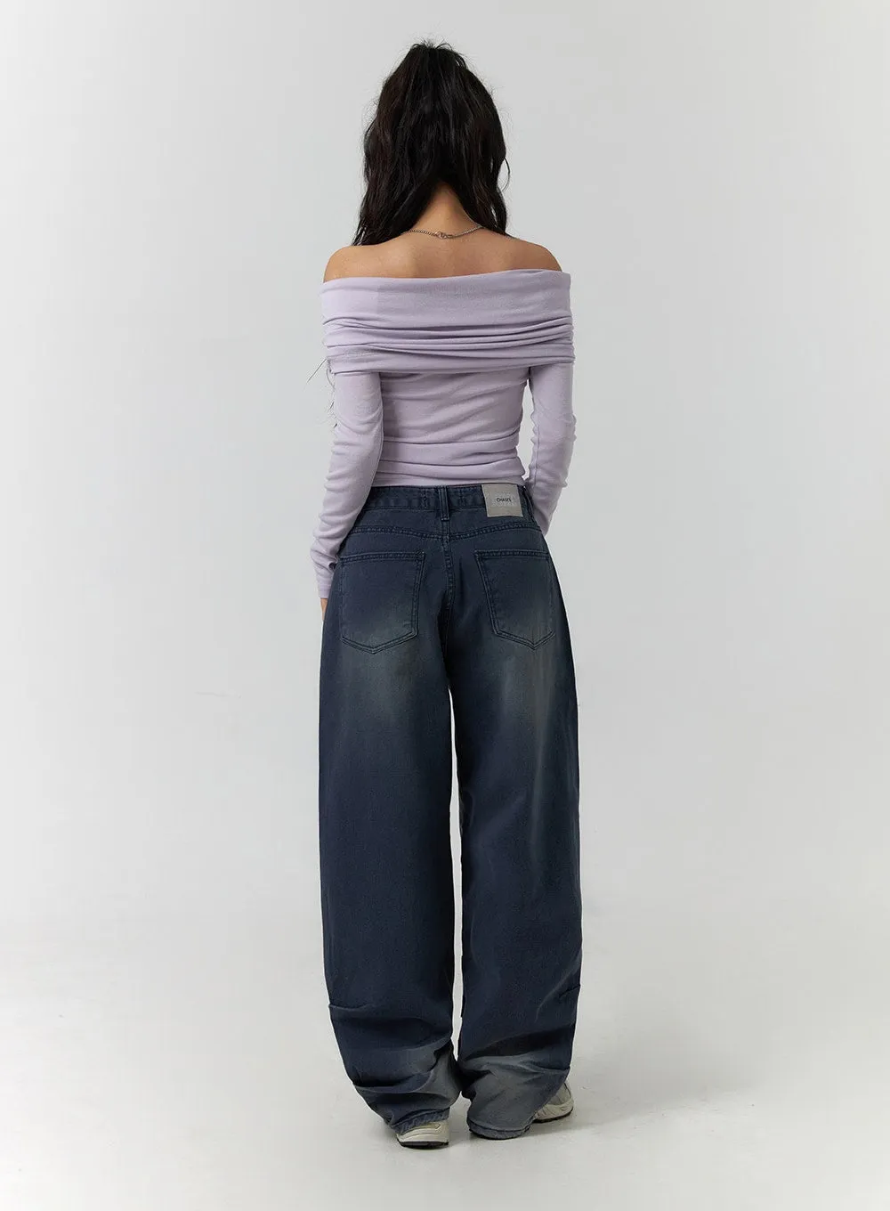 Pintuck Washed Wide Leg Jeans CF401