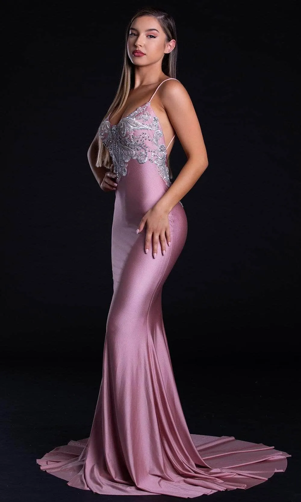 Portia and Scarlett PS21226 - V-Neck Backless Prom Dress