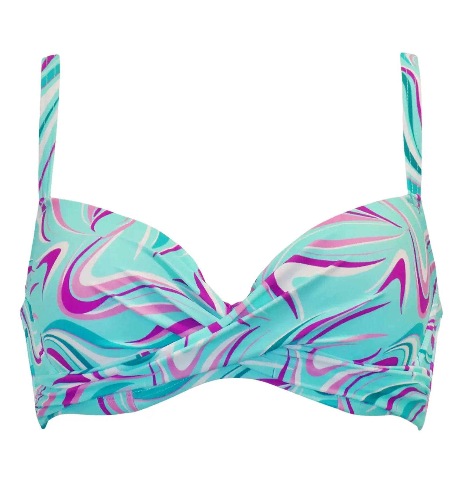 Pour Moi Carnival Light Padded Twist Front Underwire Swim Top (24602) - Aquaburst