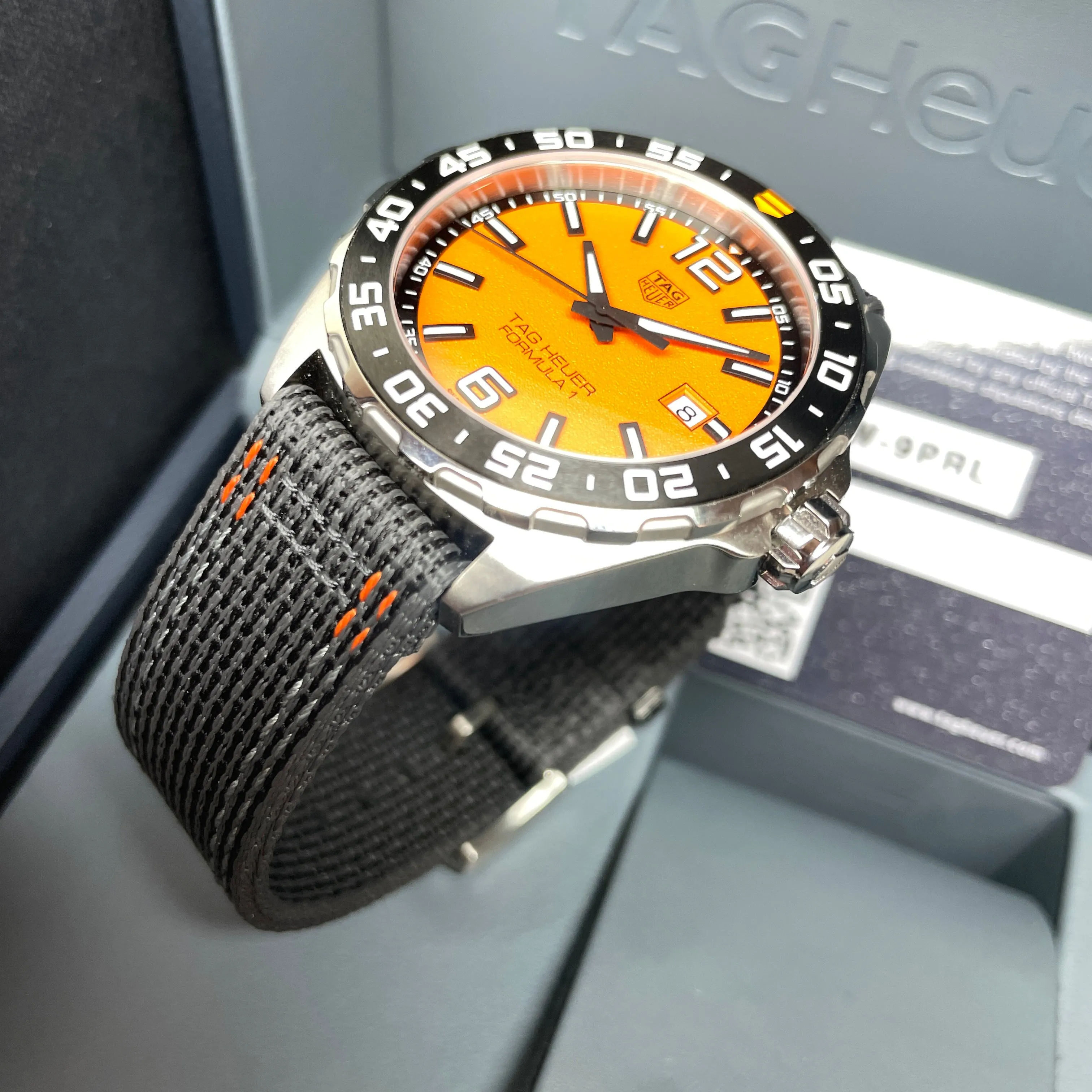 Pre-owned Tag Heuer 200M Formula 1 Orange Dial Quartz Watch 43MM WAZ1010A.FC8305