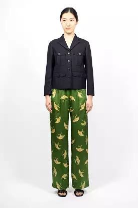 Printed Silk Pants Green