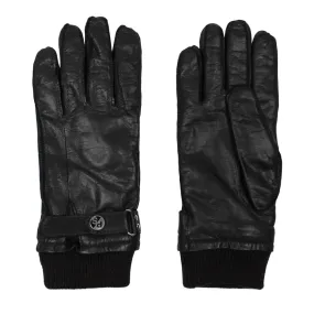 PS Paul Smith - Goatskin Ribbed Cuff Gloves in Dark Brown