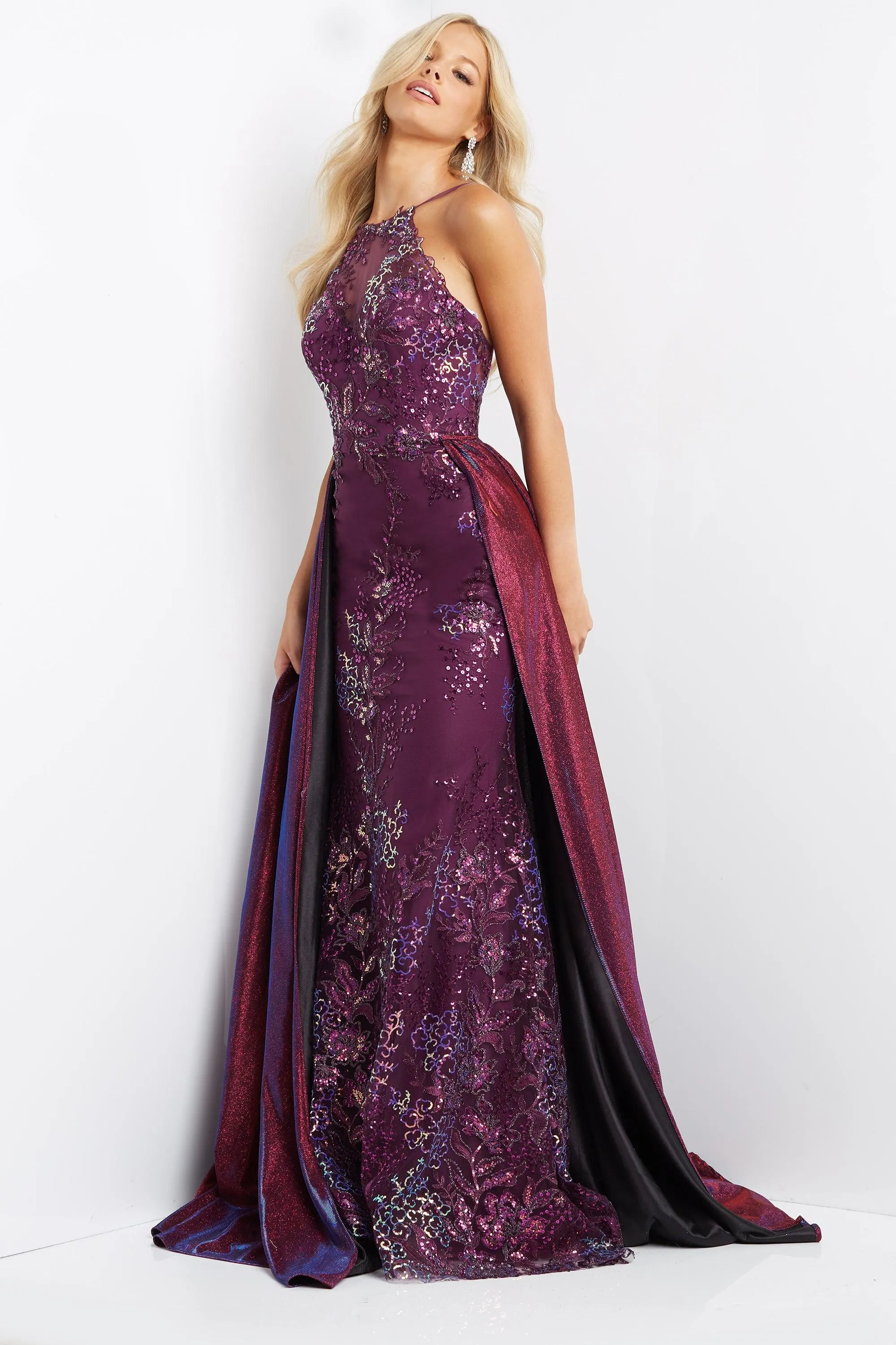 Purple 18 Jovani 07379 Embellished Backless Long Prom Dress Sale