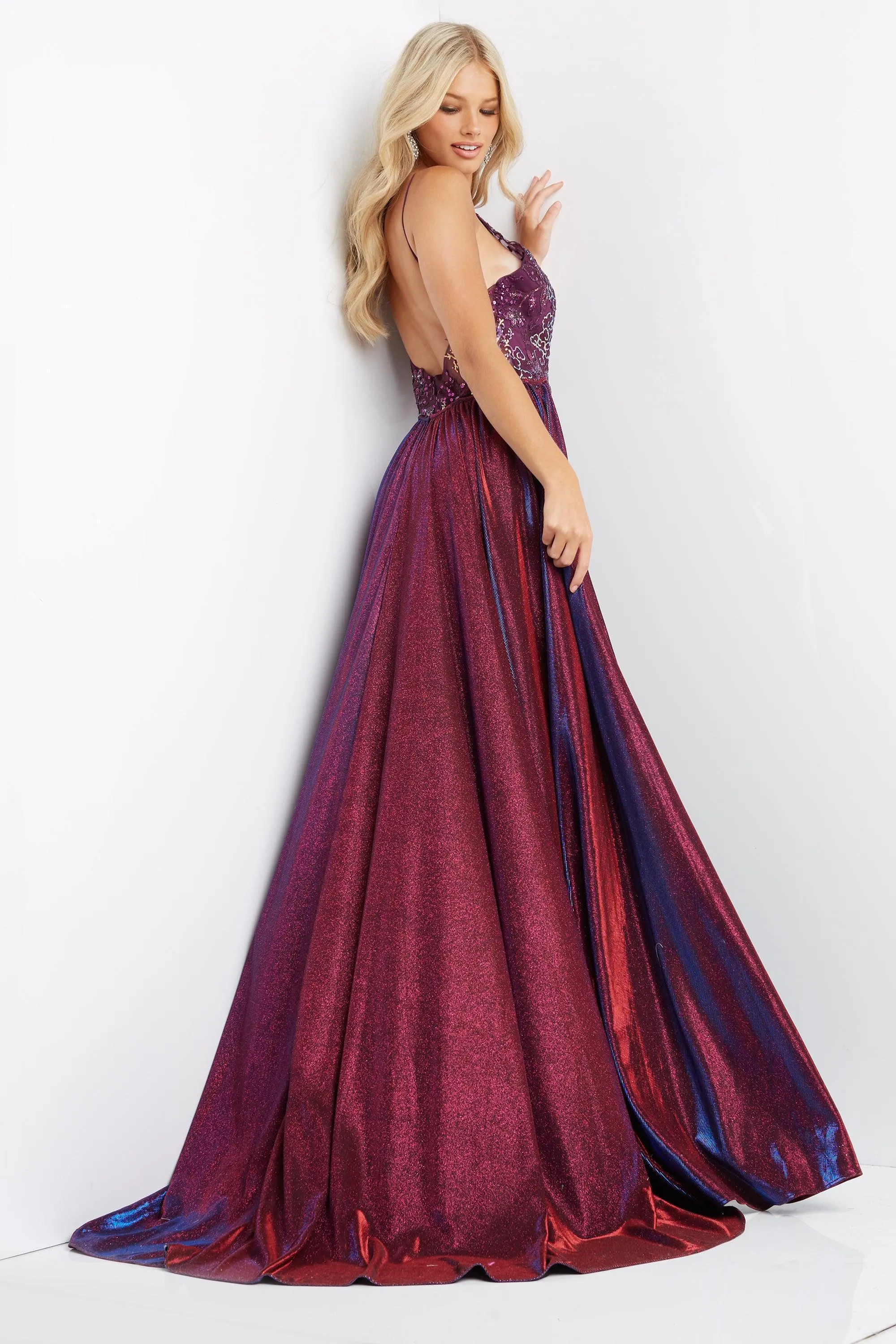 Purple 18 Jovani 07379 Embellished Backless Long Prom Dress Sale