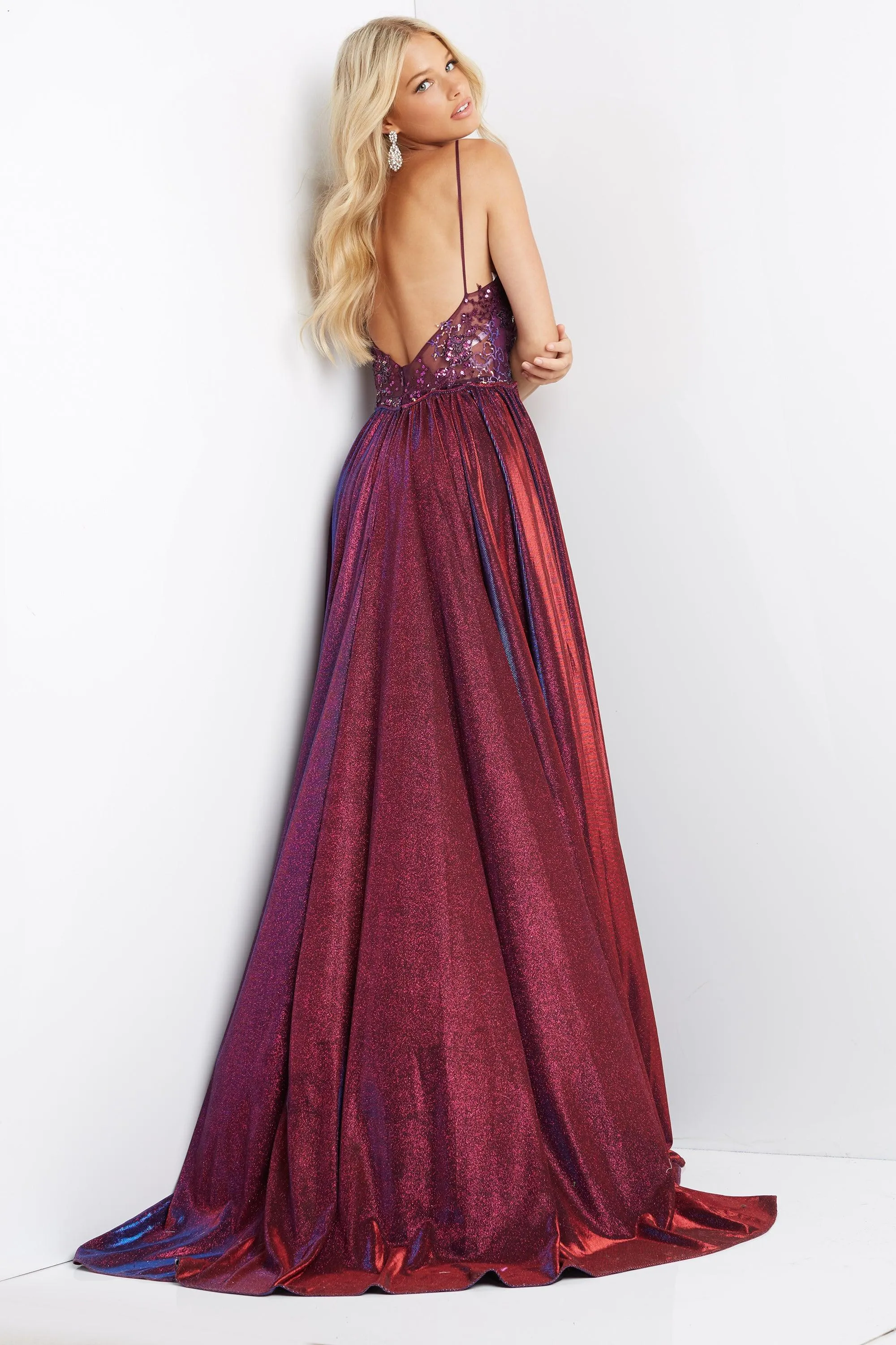 Purple 18 Jovani 07379 Embellished Backless Long Prom Dress Sale