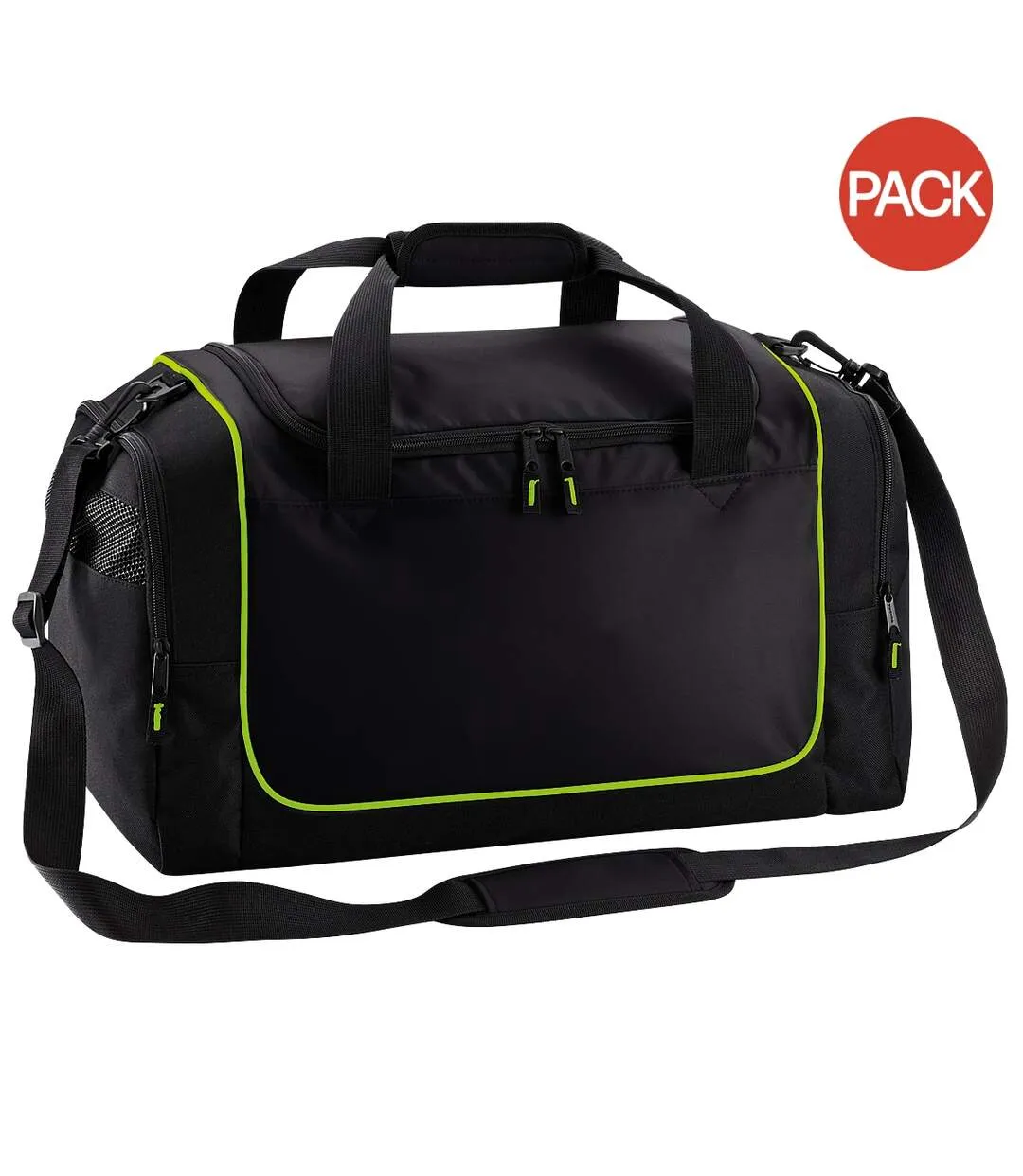 Quadra Teamwear Locker Duffel Bag (30 liters) (Pack of 2) (Black/Lime Green) (One Size) - UTBC4443