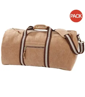 Quadra Vintage Canvas Holdall Duffel Bag - 45 liters (Pack of 2) (Sahara) (One Size) - UTBC4429