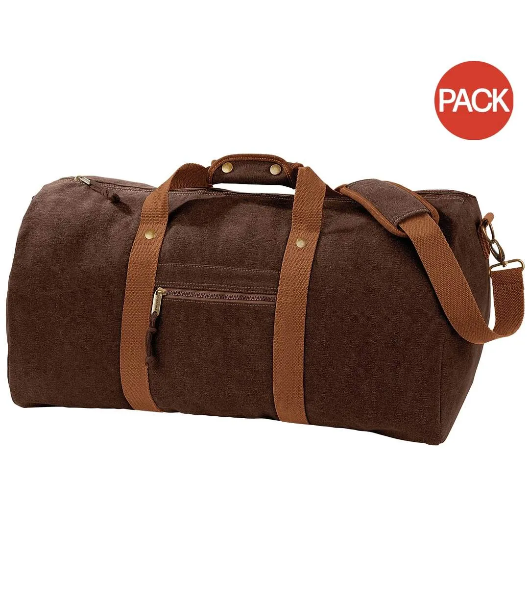 Quadra Vintage Canvas Holdall Duffel Bag - 45 liters (Pack of 2) (Vintage Brown) (One Size) - UTBC4429