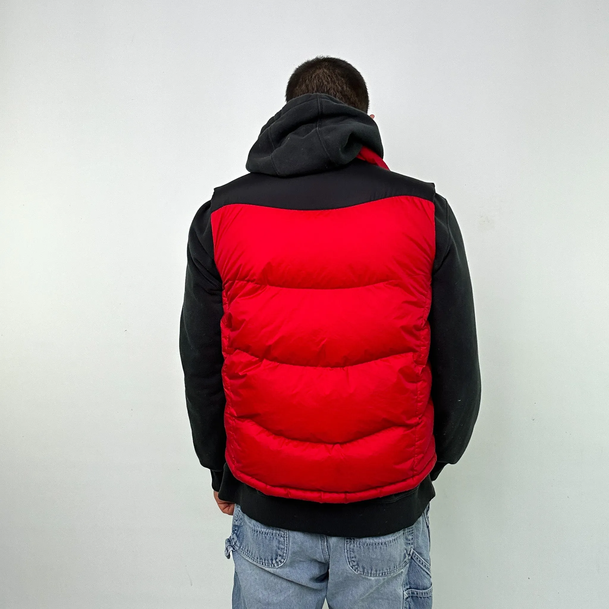 Red 90s Montbell 800 Down Fill Puffer Jacket Coat Gilet (L)