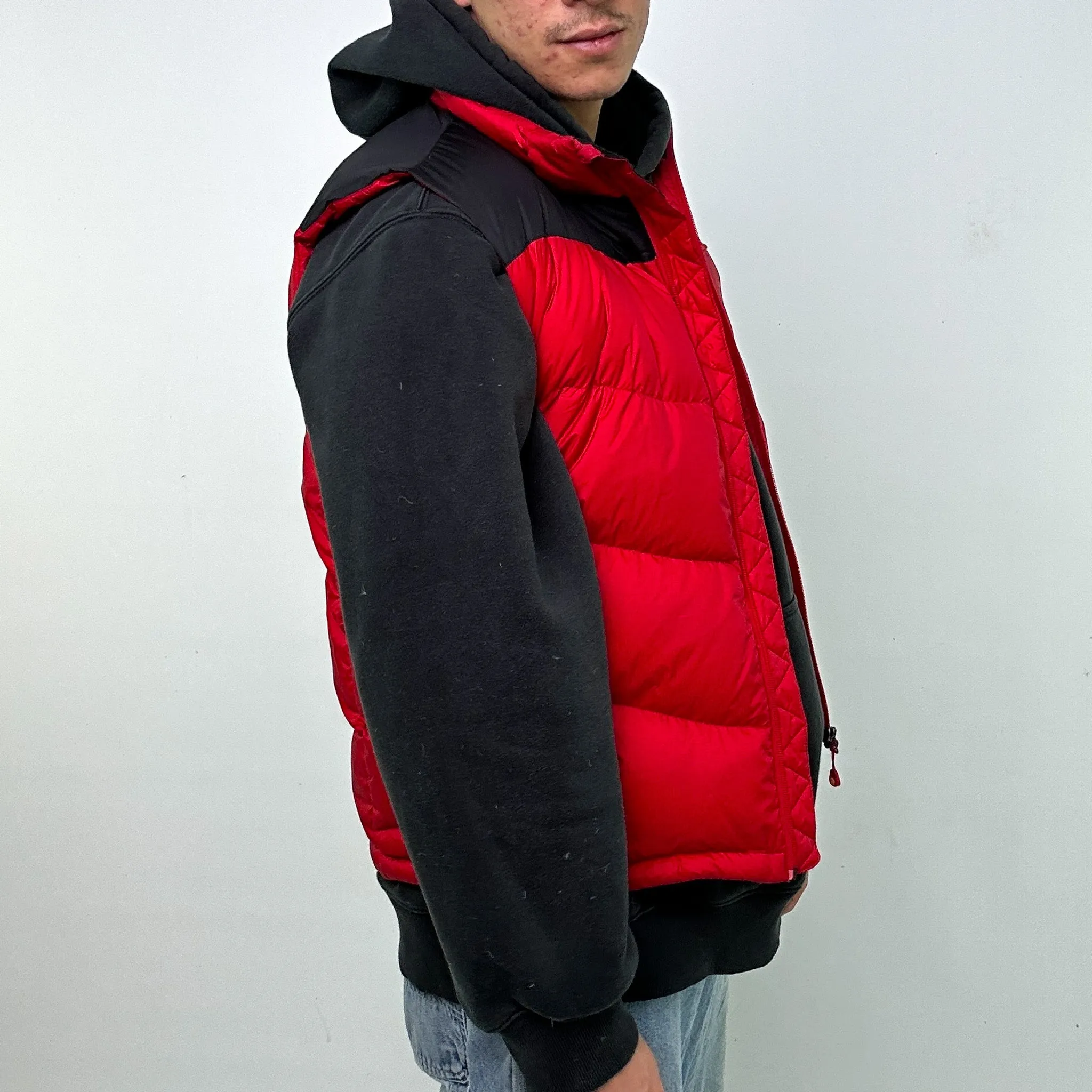 Red 90s Montbell 800 Down Fill Puffer Jacket Coat Gilet (L)