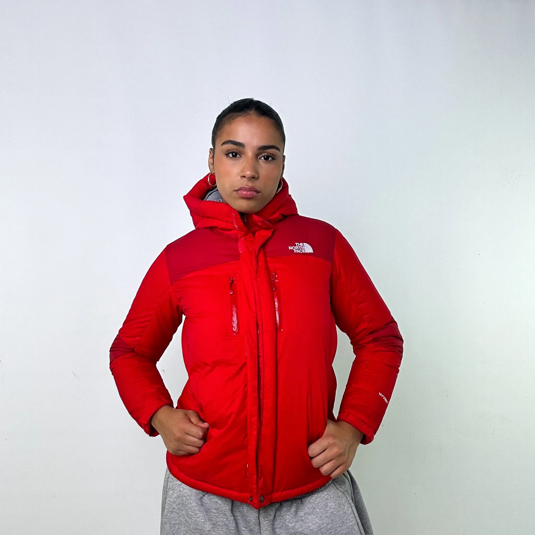 RED 90S THE NORTH FACE HYVENT PUFFER JACKET COAT (