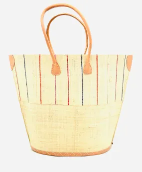 Santa Cruz Two Tone Pinstripes Large Straw Tote Bag