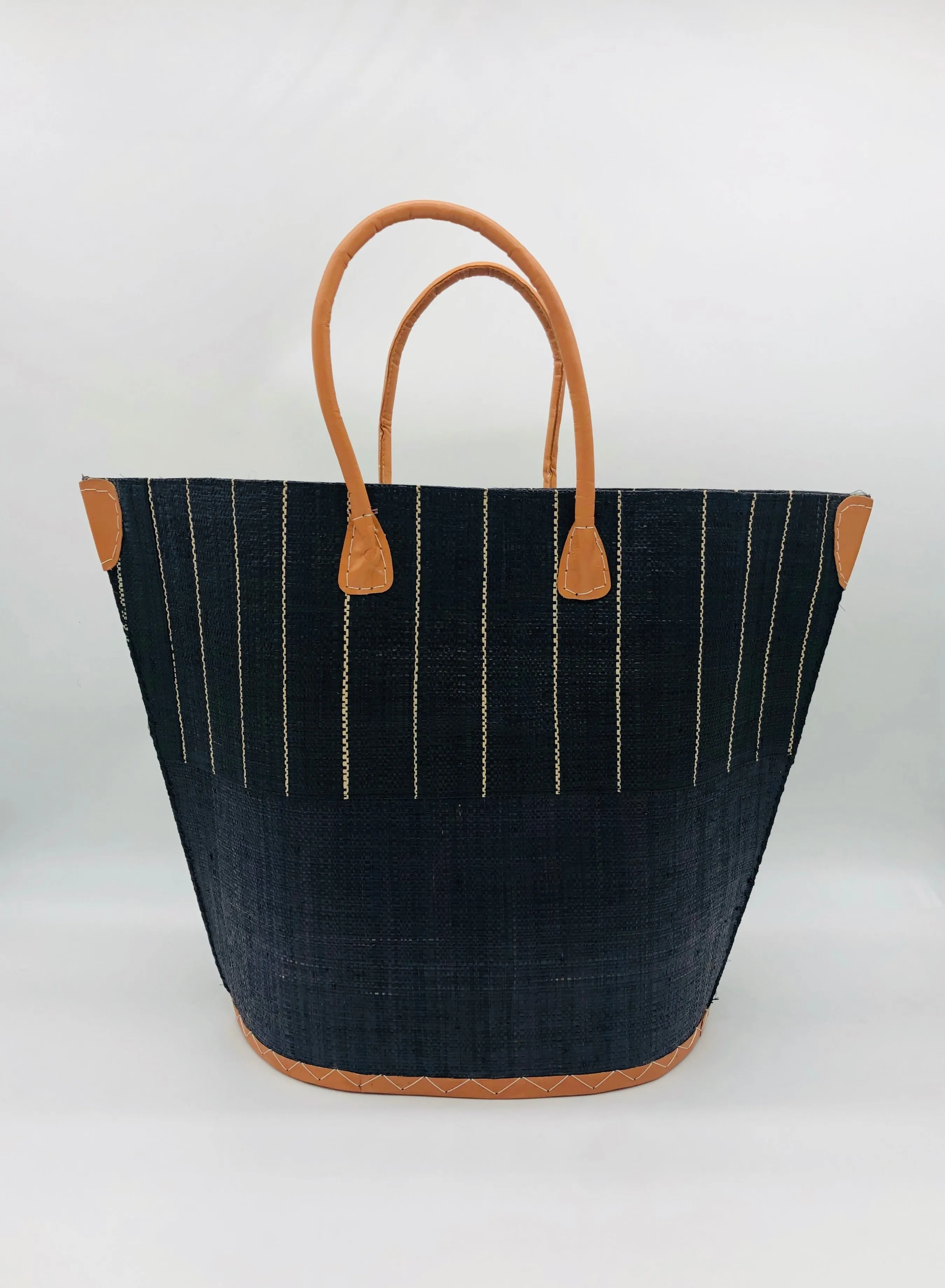 Santa Cruz Two Tone Pinstripes Large Straw Tote Bag