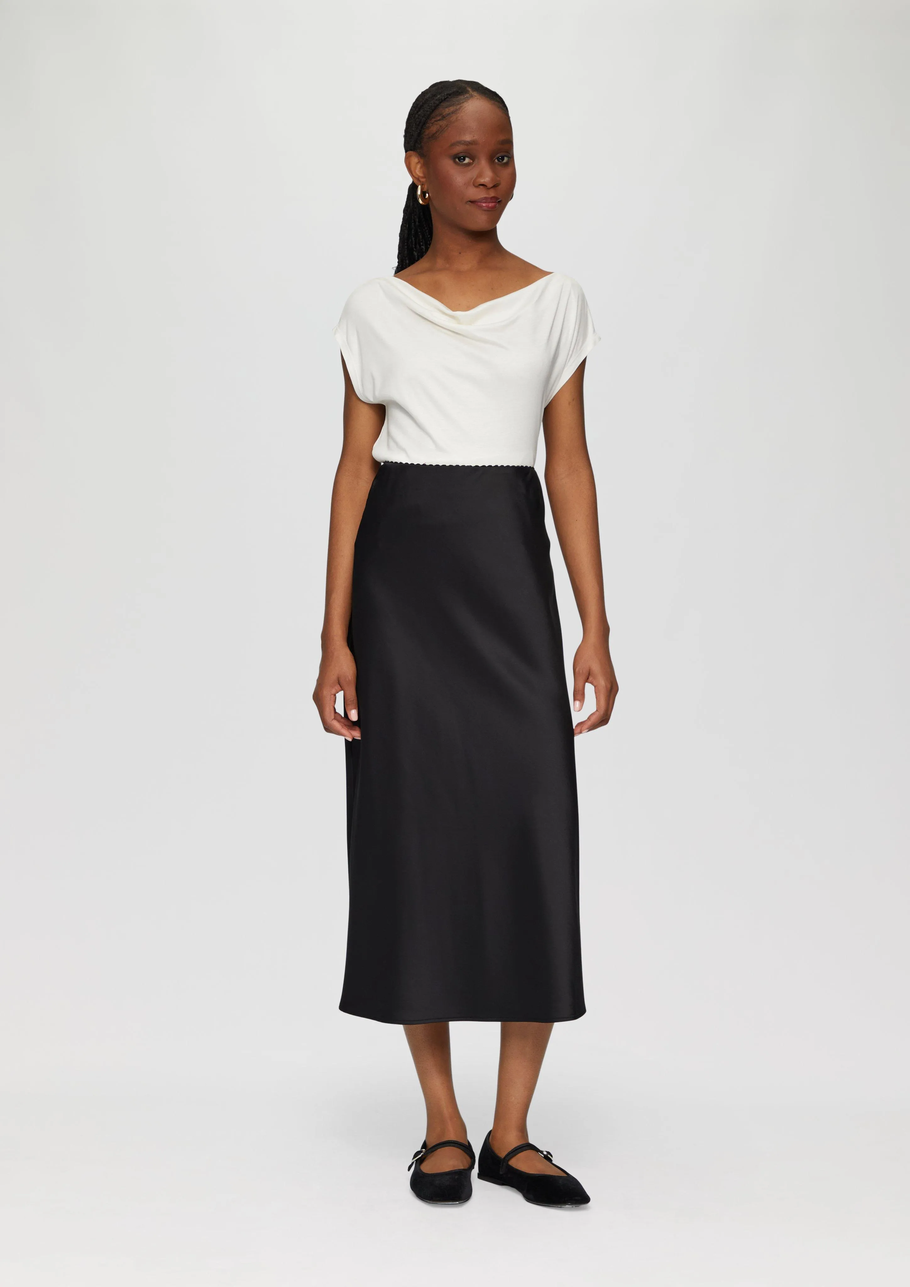 Satin midi skirt