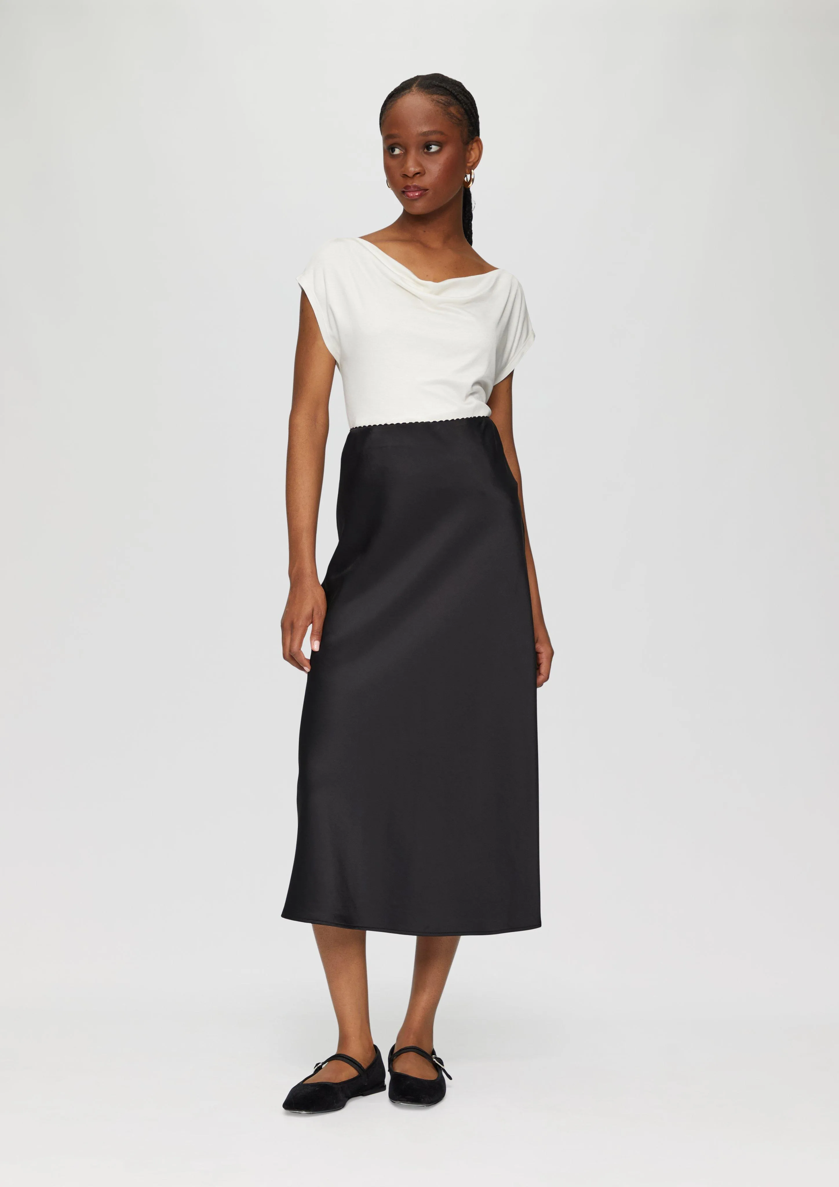 Satin midi skirt