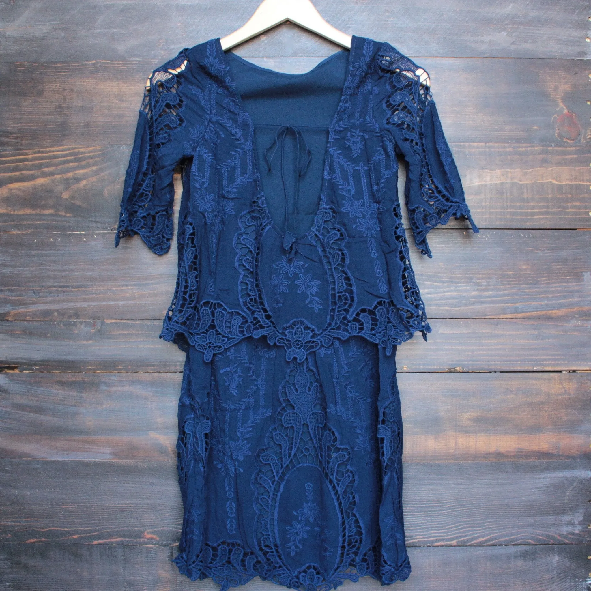 SAYLOR - Cara Backless Vintage Inspired Navy Dress