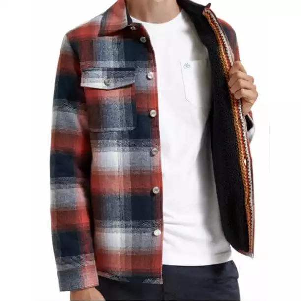 Scotch & Soda Teddy Lined Checked Overshirt (Blue Red Checked) 172898