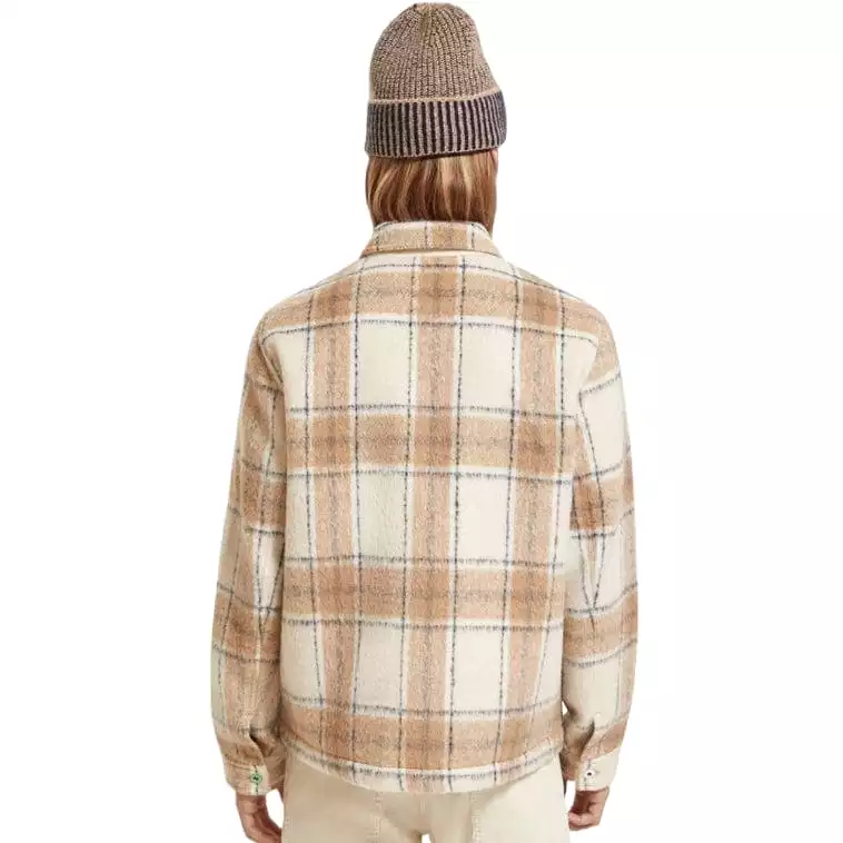 Scotch & Soda Zip-Thru Check Overshirt (Offwhite Camel Check) 174429