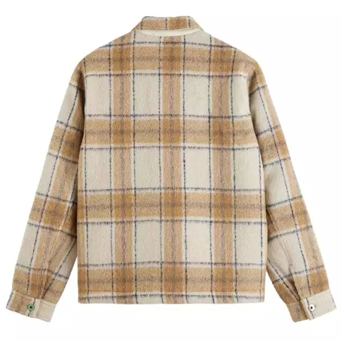 Scotch & Soda Zip-Thru Check Overshirt (Offwhite Camel Check) 174429