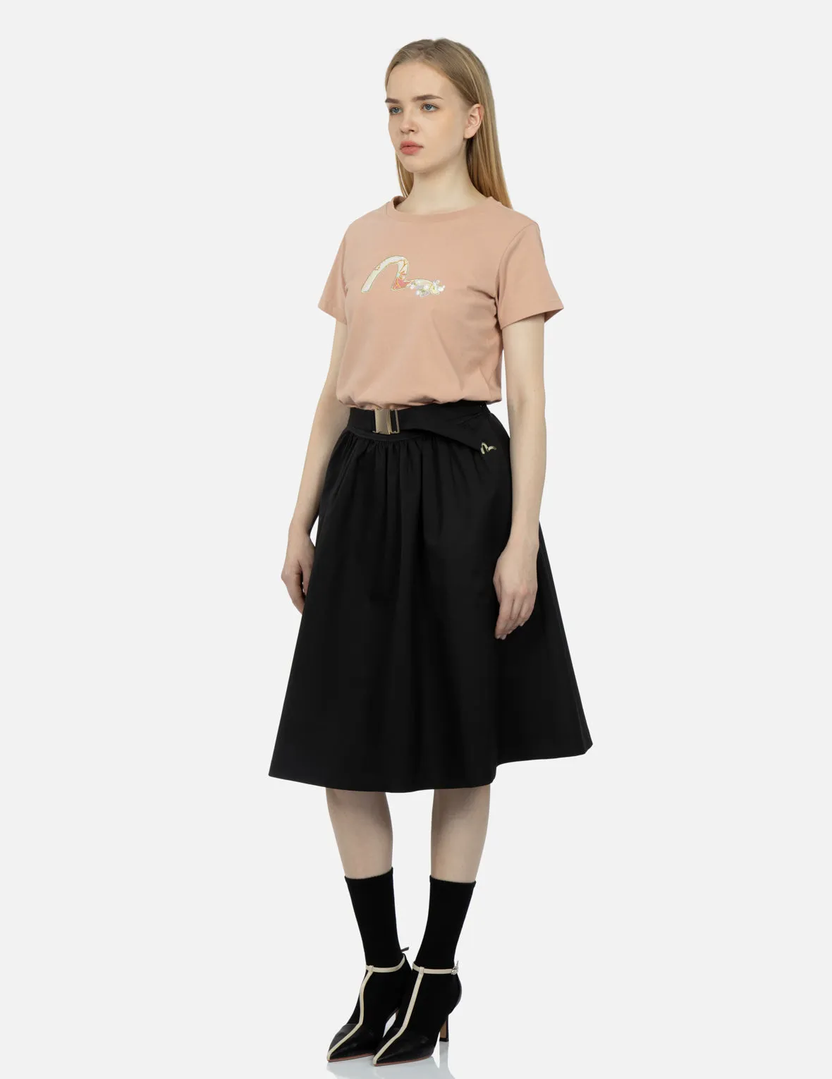 Seagull Embroidery Flare Skirt