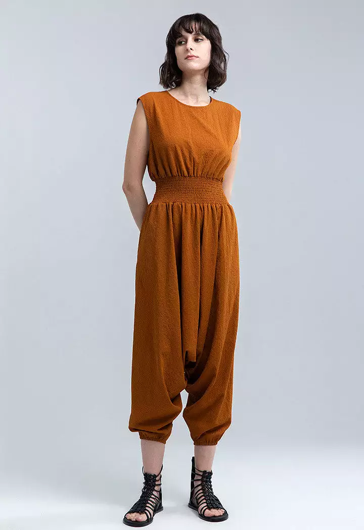 Seer Sucker Pattern Harem Jumpsuit