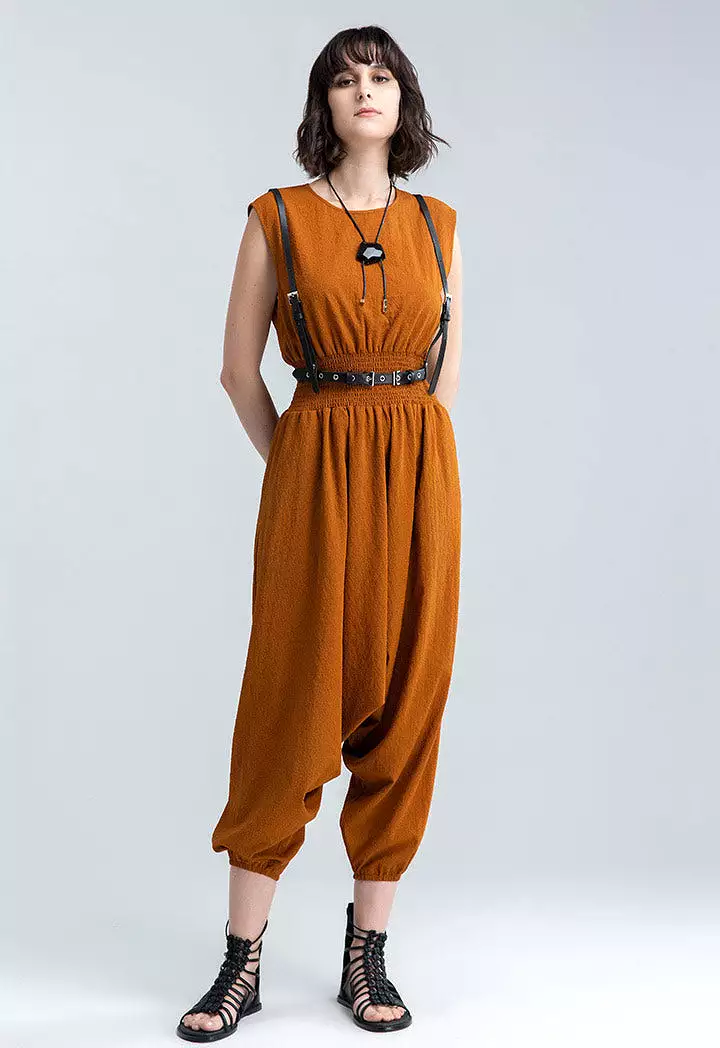 Seer Sucker Pattern Harem Jumpsuit