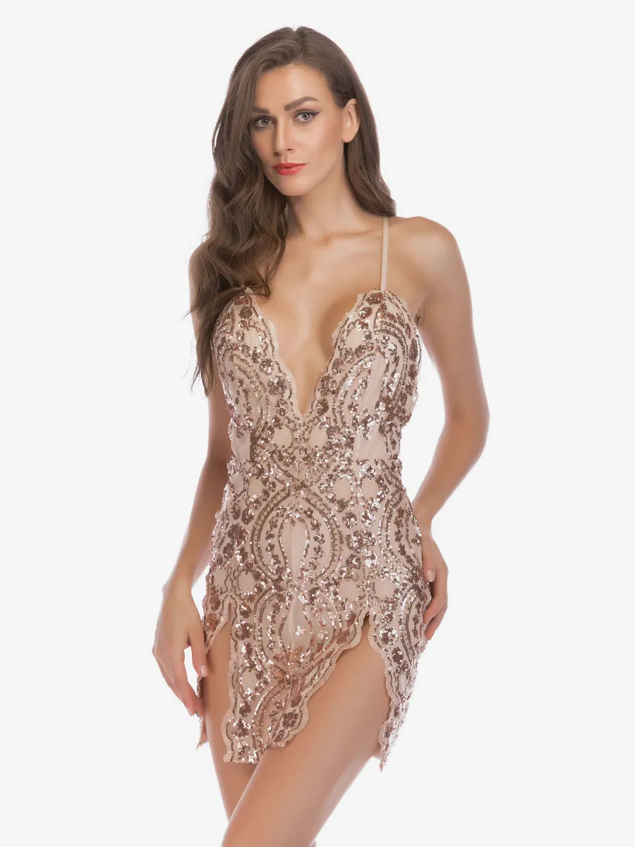 Sexy Club Dress Backless Plunge Slit Ultra Sexy Dresses