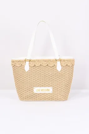 Shopping Rafia Logo Naturale/bianco