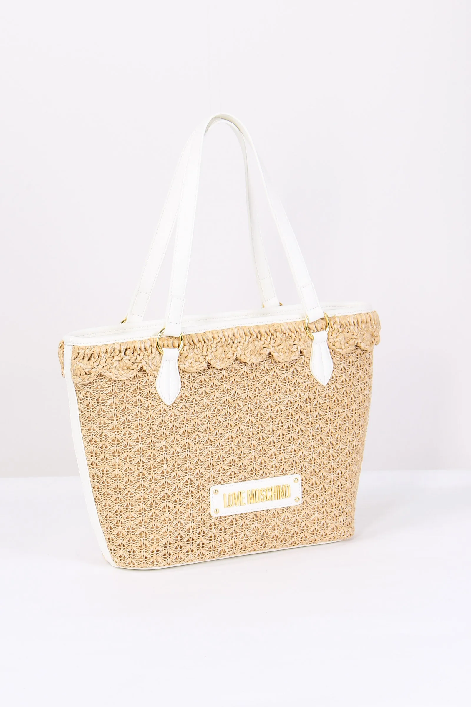 Shopping Rafia Logo Naturale/bianco