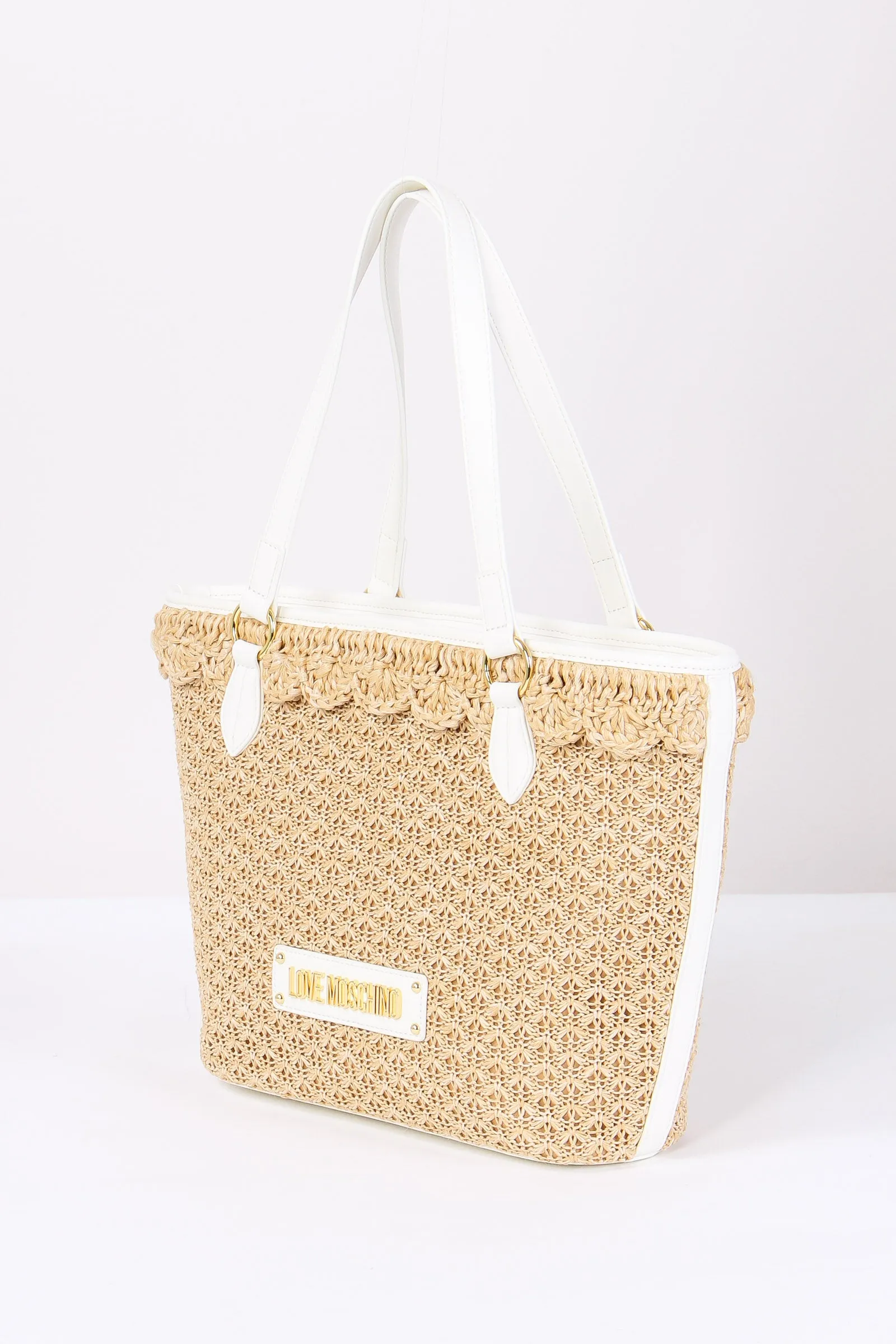 Shopping Rafia Logo Naturale/bianco