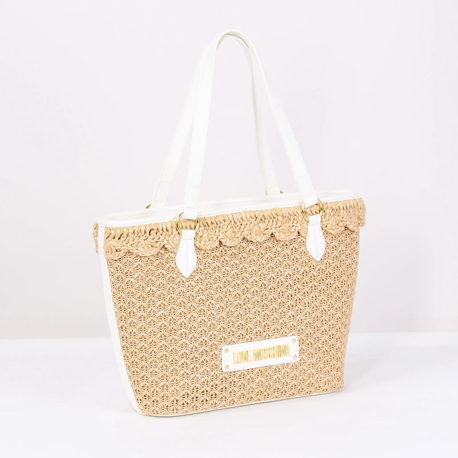 Shopping Rafia Logo Naturale/bianco