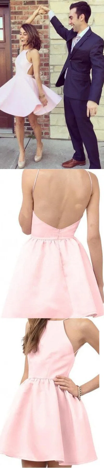 Short Pink Backless Prom Dress Short Homecoming Dress