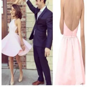 Short Pink Backless Prom Dress Short Homecoming Dress