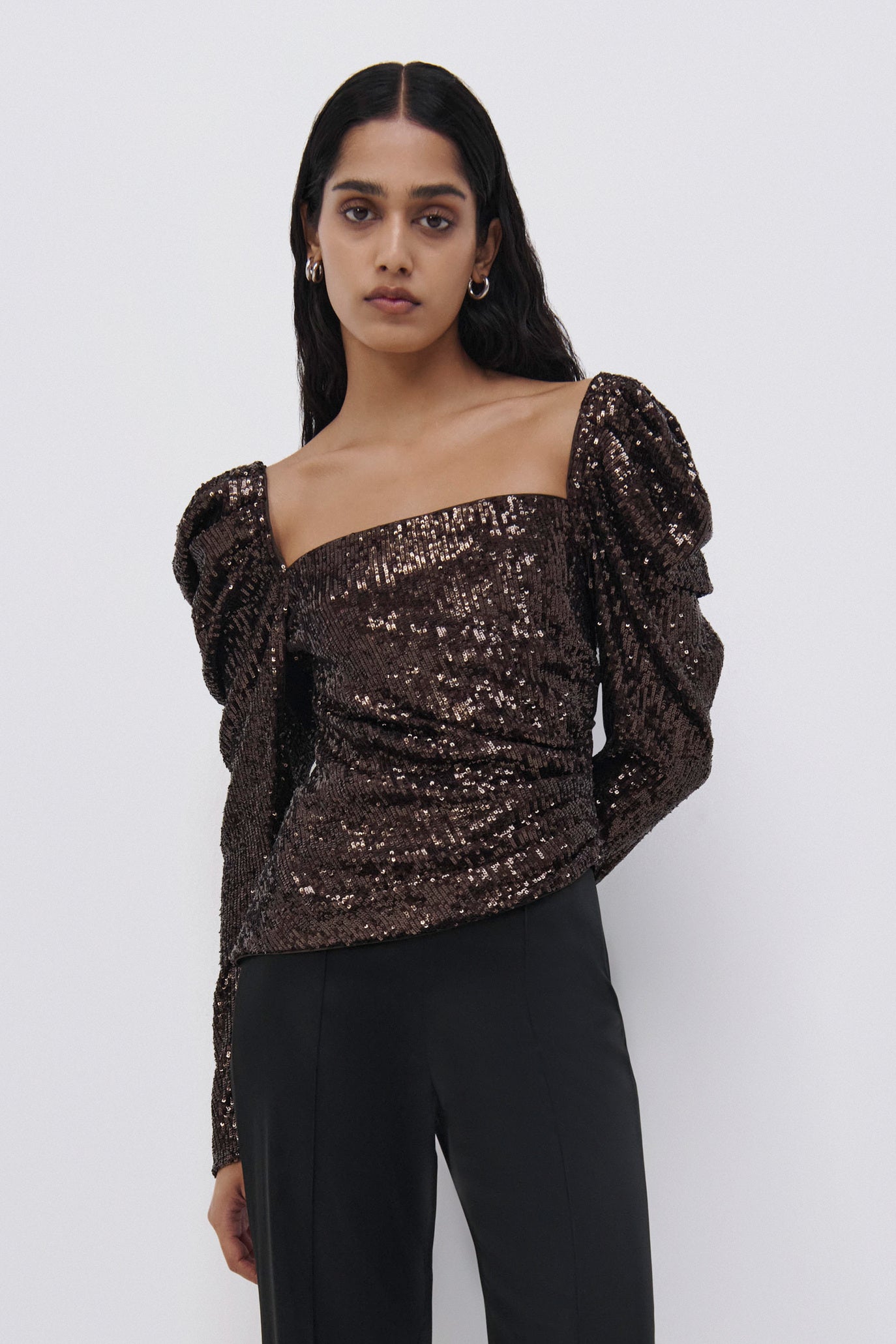 Simkhai Allura Hammered Sequin Top Sablet