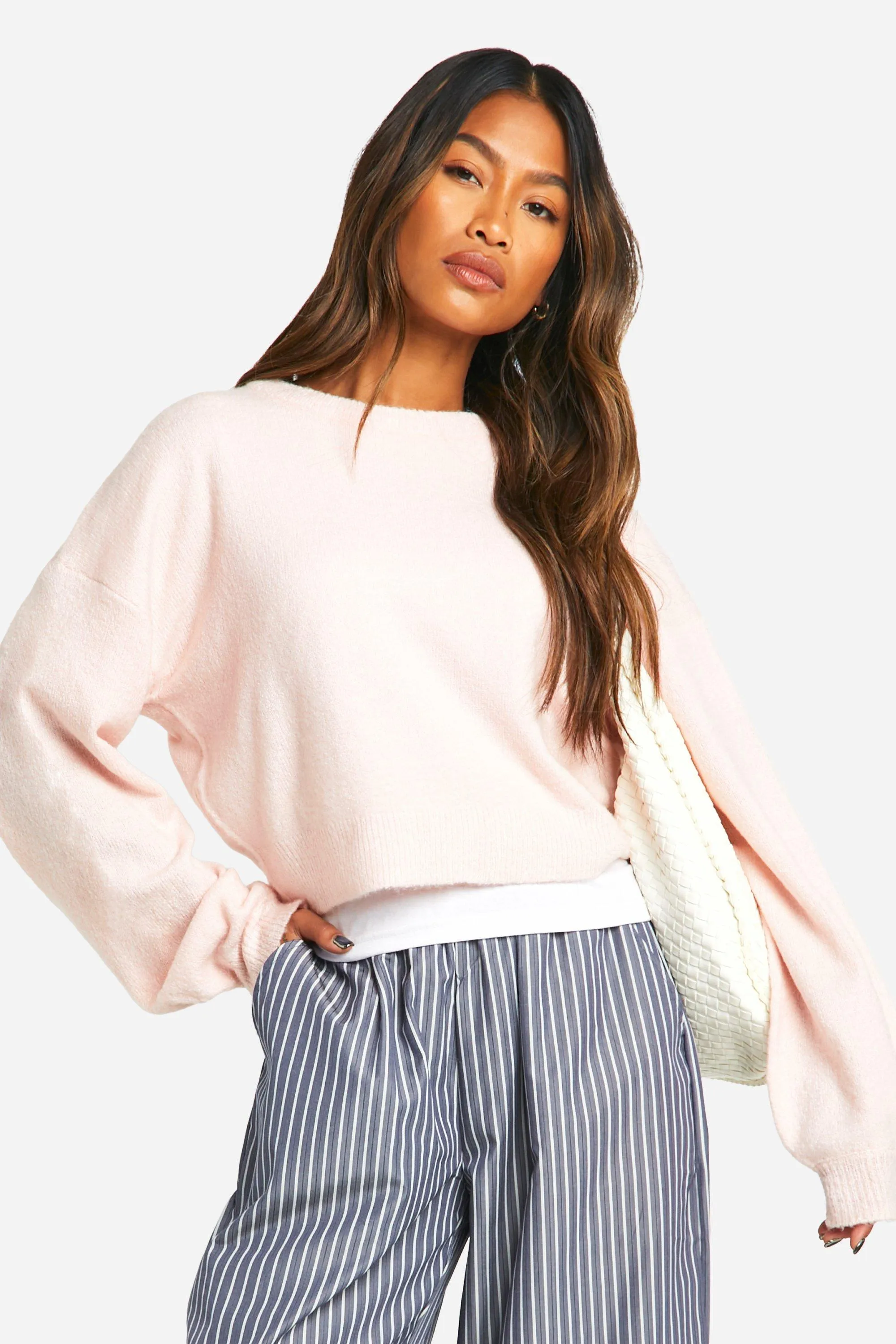 Soft Knit Crew Neck Crop Sweater