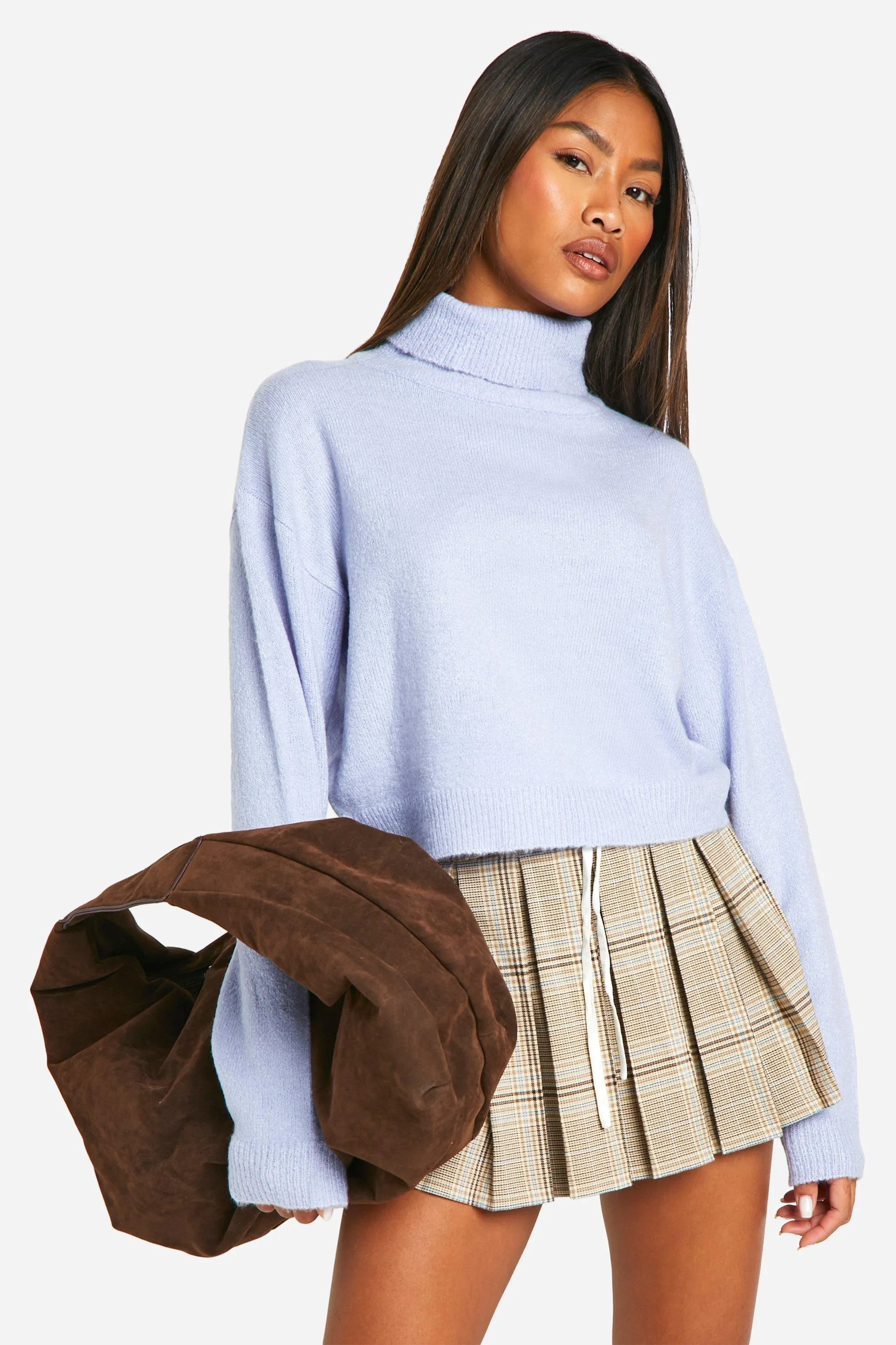 Soft Knit Turtleneck Crop Sweater