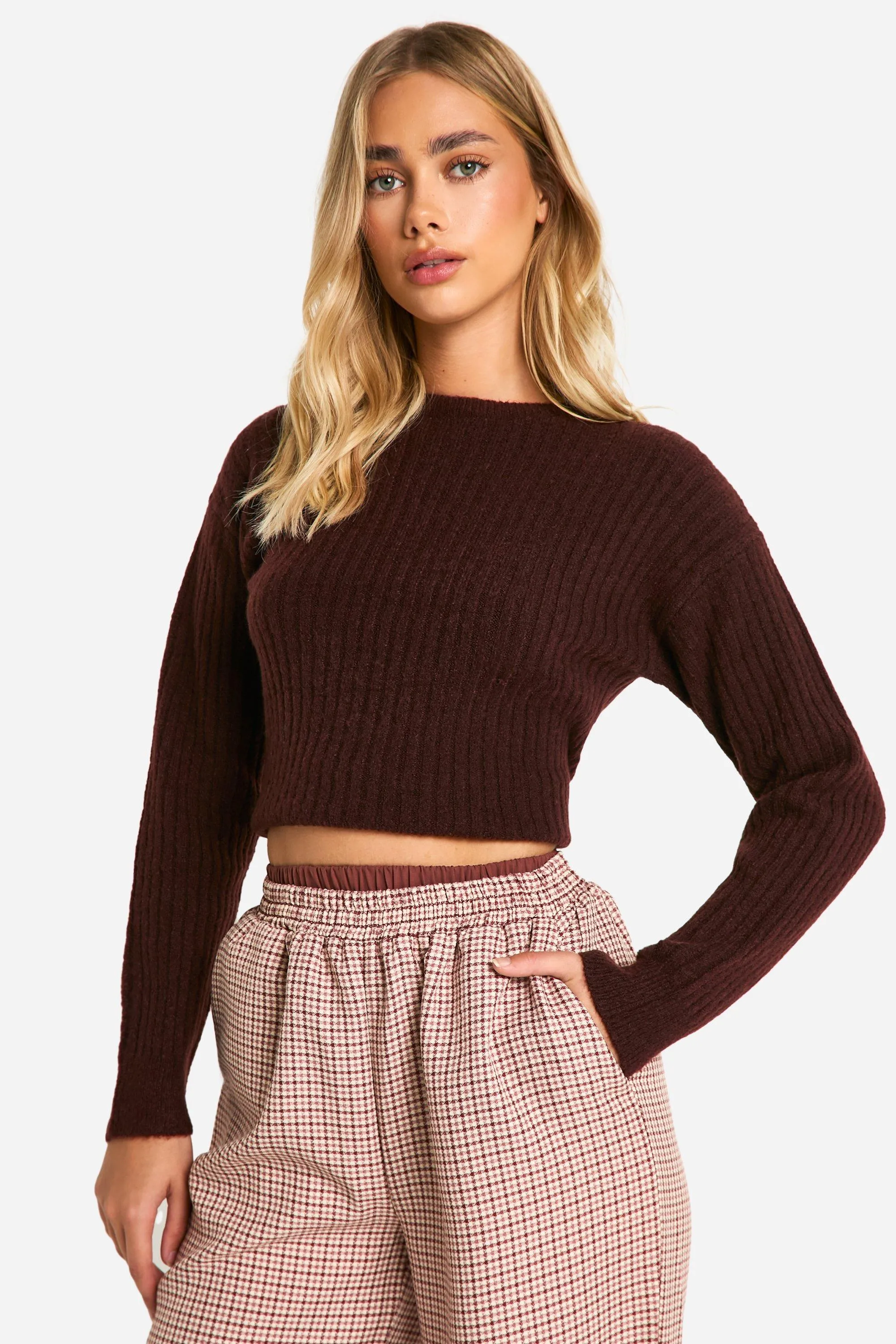 Soft Rib Knit Crop Sweater