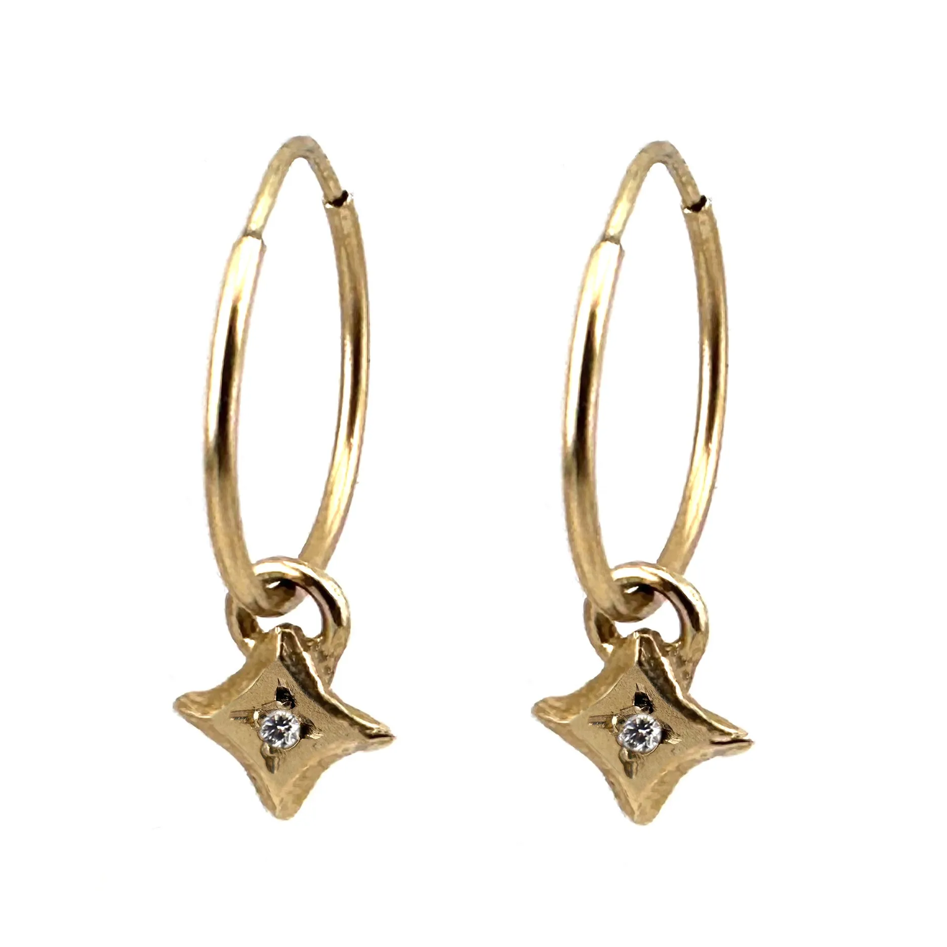 SPARKLE Tiny Hoops - 10k Gold with White Diamonds