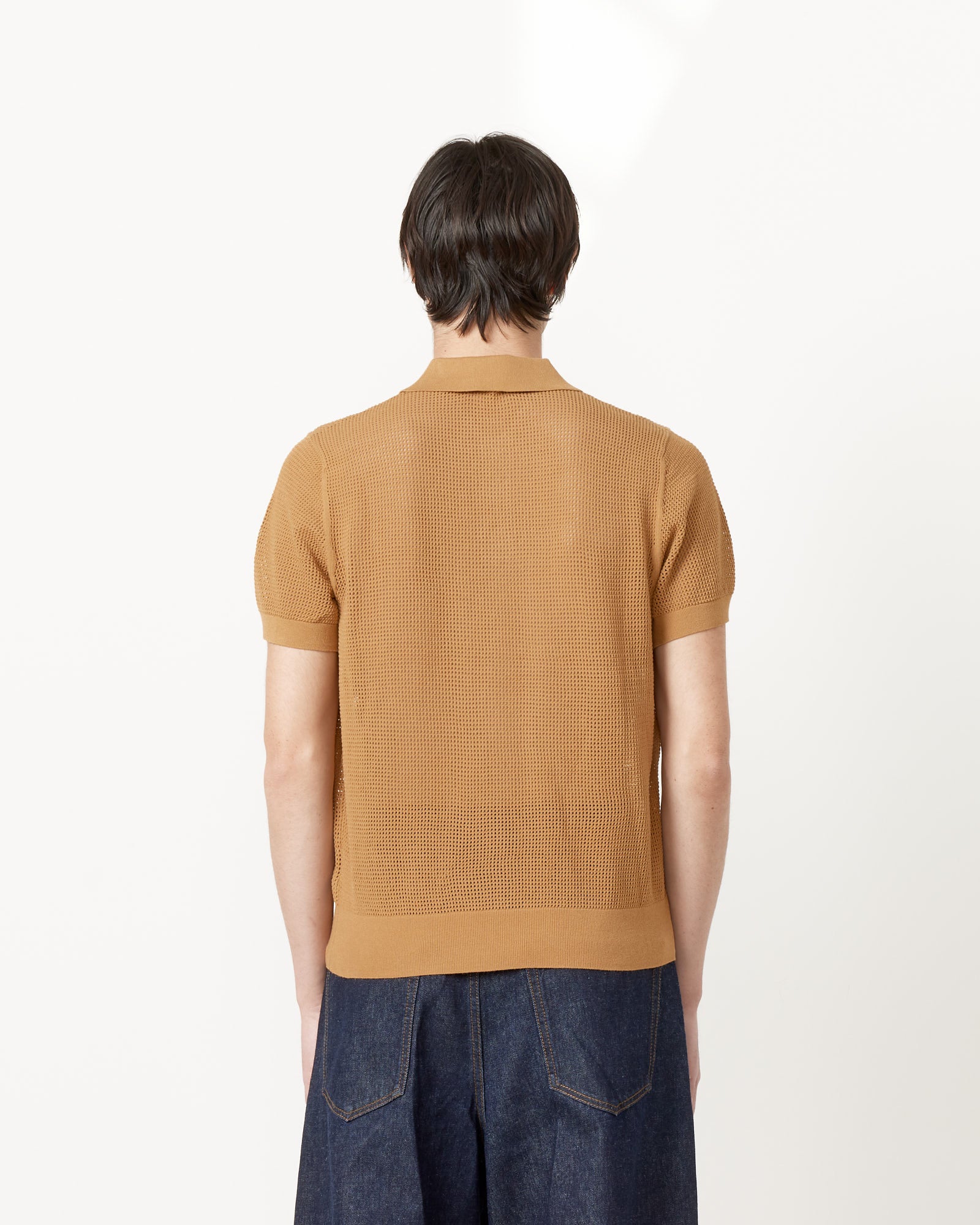 Spread Collar Polo in Cognac