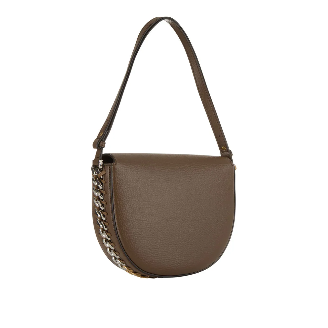 STELLA MCCARTNEY Frayme Chain Saddle Medium Crossbody Bag - Brown