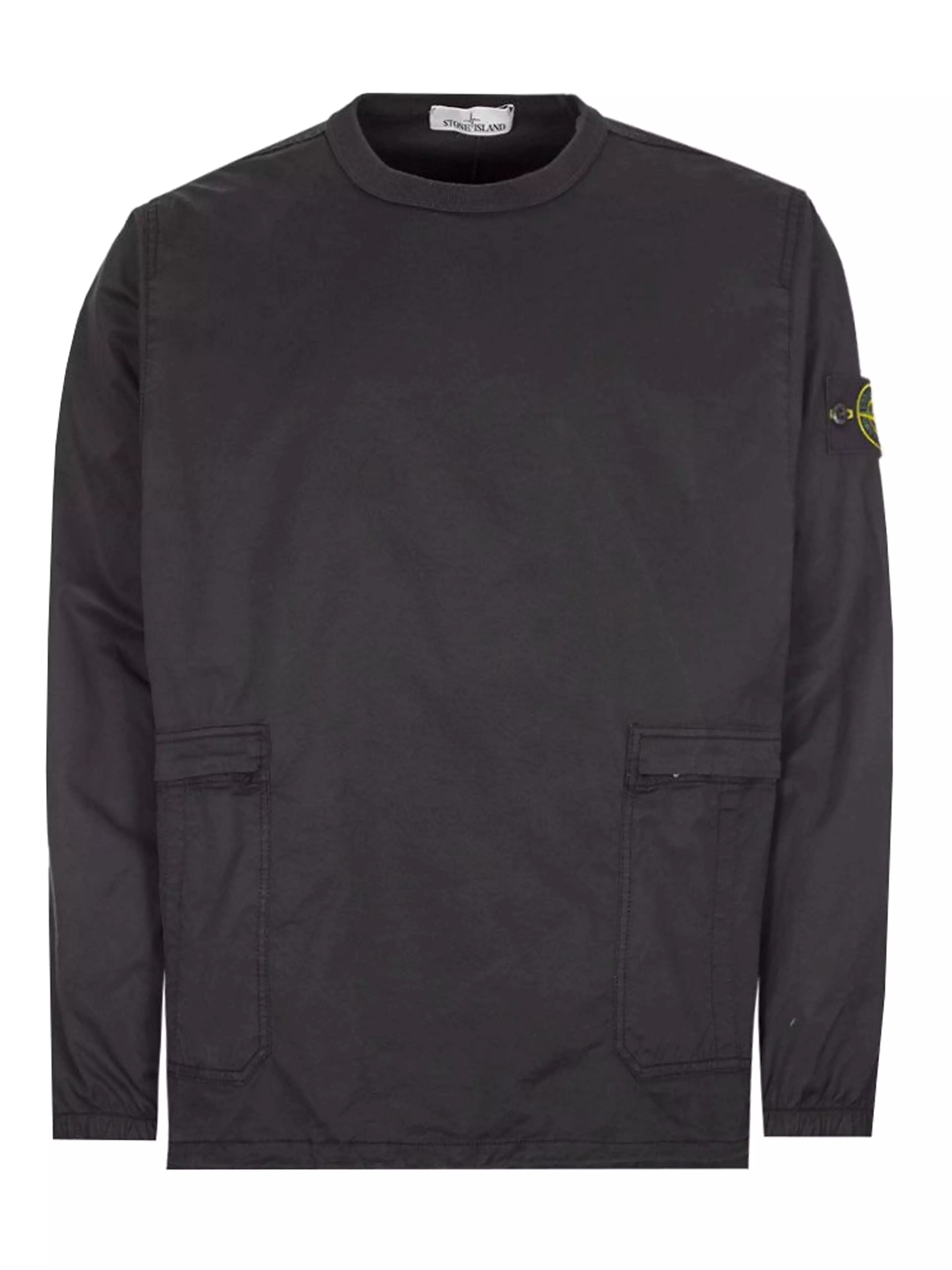 Stone Island Pullover Cotton Twill Crewneck Overshirt Black