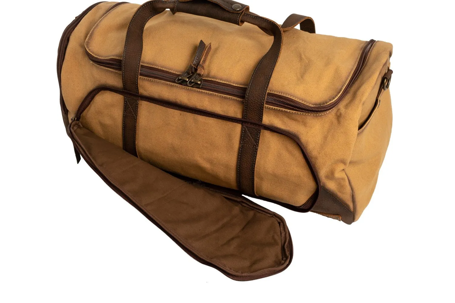 STS Ranchwear Mens Buffalo Creek Tan/Chestnut Buffalo Leather Large Duffel Bag