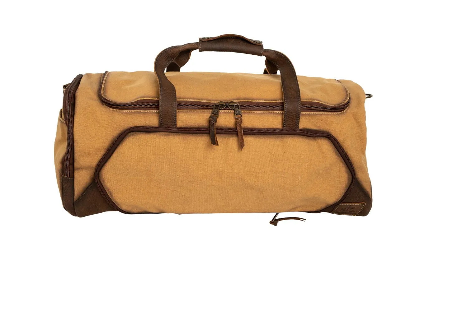 STS Ranchwear Mens Buffalo Creek Tan/Chestnut Buffalo Leather Large Duffel Bag