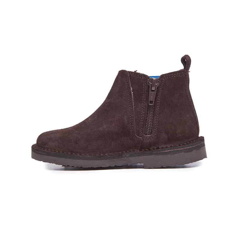 Suede Chelsea Boots in Brown with Blue Elastic