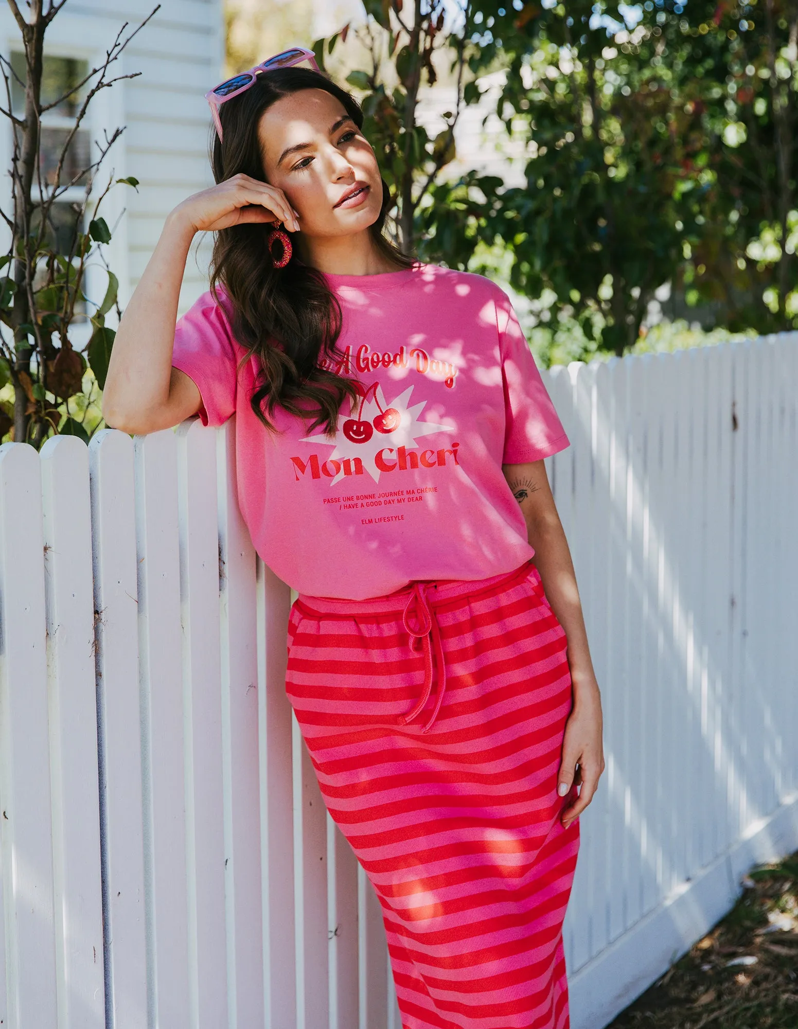 Sunset Skirt Cherry & Peach Stripe