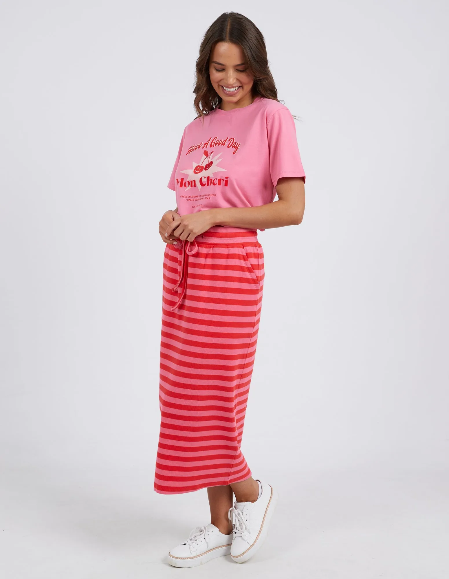 Sunset Skirt Cherry & Peach Stripe