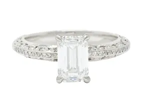 Tacori 1.81 CTW Emerald Cut Diamond Platinum Crescent Vintage Engagement Ring GIA